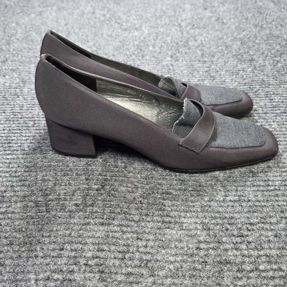 Bandolino Loafer Pumps Women's Size 9N Gray Herringbone Square Toe Block Heel - Picture 9 of 9